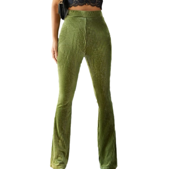 Pants - Flare Leg Velvet Pants